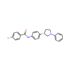 O=C(Nc1ccc([C@@H]2CCN(c3ccccc3)C2)cc1)c1ccc(Cl)cc1 ZINC000117725203