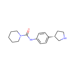 O=C(Nc1ccc([C@@H]2CCNC2)cc1)N1CCCCC1 ZINC000117720931