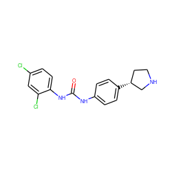 O=C(Nc1ccc([C@@H]2CCNC2)cc1)Nc1ccc(Cl)cc1Cl ZINC000117717742