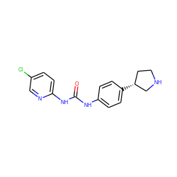 O=C(Nc1ccc([C@@H]2CCNC2)cc1)Nc1ccc(Cl)cn1 ZINC000113977869