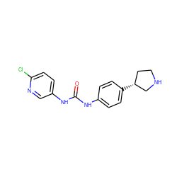 O=C(Nc1ccc([C@@H]2CCNC2)cc1)Nc1ccc(Cl)nc1 ZINC000117719262