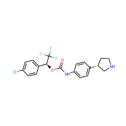 O=C(Nc1ccc([C@@H]2CCNC2)cc1)O[C@@H](c1ccc(Cl)cc1)C(F)(F)F ZINC000117716222