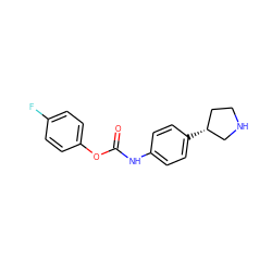 O=C(Nc1ccc([C@@H]2CCNC2)cc1)Oc1ccc(F)cc1 ZINC000117729449