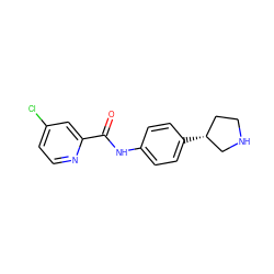 O=C(Nc1ccc([C@@H]2CCNC2)cc1)c1cc(Cl)ccn1 ZINC000117726220