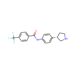 O=C(Nc1ccc([C@@H]2CCNC2)cc1)c1ccc(C(F)(F)F)cc1 ZINC000117724279