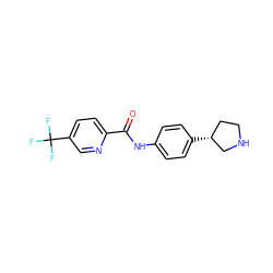 O=C(Nc1ccc([C@@H]2CCNC2)cc1)c1ccc(C(F)(F)F)cn1 ZINC000117735118