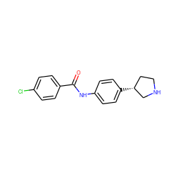 O=C(Nc1ccc([C@@H]2CCNC2)cc1)c1ccc(Cl)cc1 ZINC000113977532