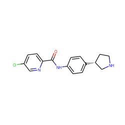 O=C(Nc1ccc([C@@H]2CCNC2)cc1)c1ccc(Cl)cn1 ZINC000113977675