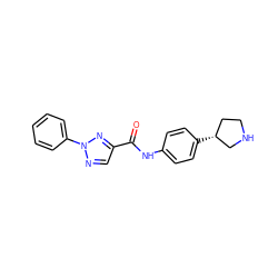 O=C(Nc1ccc([C@@H]2CCNC2)cc1)c1cnn(-c2ccccc2)n1 ZINC000147007026