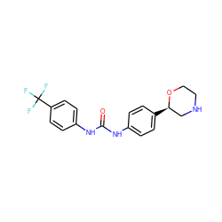 O=C(Nc1ccc([C@@H]2CNCCO2)cc1)Nc1ccc(C(F)(F)F)cc1 ZINC000117713348