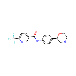 O=C(Nc1ccc([C@@H]2CNCCO2)cc1)c1ccc(C(F)(F)F)nc1 ZINC000117720361