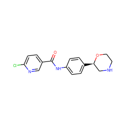 O=C(Nc1ccc([C@@H]2CNCCO2)cc1)c1ccc(Cl)nc1 ZINC000113977357