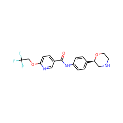 O=C(Nc1ccc([C@@H]2CNCCO2)cc1)c1ccc(OCC(F)(F)F)nc1 ZINC000113977149