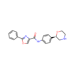 O=C(Nc1ccc([C@@H]2CNCCO2)cc1)c1coc(-c2ccccc2)n1 ZINC000117736903