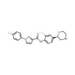 O=C(Nc1ccc([C@@H]2CNCCO2)cc1F)c1ccn(-c2ccc(F)cc2)n1 ZINC000143165816