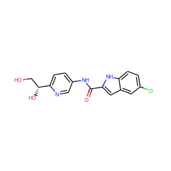 O=C(Nc1ccc([C@H](O)CO)nc1)c1cc2cc(Cl)ccc2[nH]1 ZINC000040955659