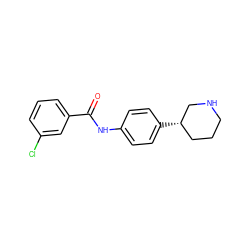 O=C(Nc1ccc([C@H]2CCCNC2)cc1)c1cccc(Cl)c1 ZINC000117715055