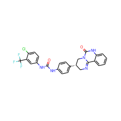 O=C(Nc1ccc([C@H]2CN=C3c4ccccc4NC(=O)N3C2)cc1)Nc1ccc(Cl)c(C(F)(F)F)c1 ZINC000206965193