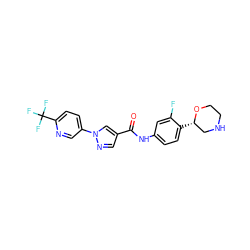 O=C(Nc1ccc([C@H]2CNCCO2)c(F)c1)c1cnn(-c2ccc(C(F)(F)F)nc2)c1 ZINC000149940727