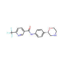 O=C(Nc1ccc([C@H]2CNCCO2)cc1)c1ccc(C(F)(F)F)nc1 ZINC000117720363