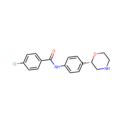 O=C(Nc1ccc([C@H]2CNCCO2)cc1)c1ccc(Cl)cc1 ZINC000117720427