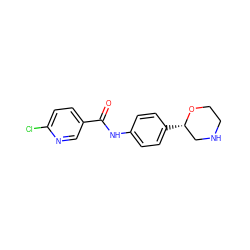 O=C(Nc1ccc([C@H]2CNCCO2)cc1)c1ccc(Cl)nc1 ZINC000113977356