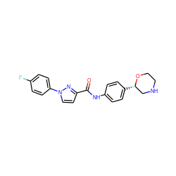 O=C(Nc1ccc([C@H]2CNCCO2)cc1)c1ccn(-c2ccc(F)cc2)n1 ZINC000150174175