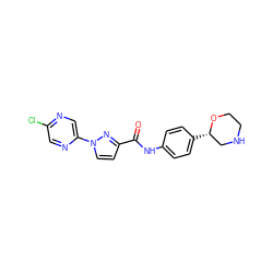 O=C(Nc1ccc([C@H]2CNCCO2)cc1)c1ccn(-c2cnc(Cl)cn2)n1 ZINC000150259940