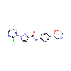 O=C(Nc1ccc([C@H]2CNCCO2)cc1)c1ccn(-c2nccnc2Cl)n1 ZINC000150188445