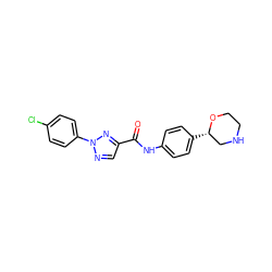 O=C(Nc1ccc([C@H]2CNCCO2)cc1)c1cnn(-c2ccc(Cl)cc2)n1 ZINC000146995179