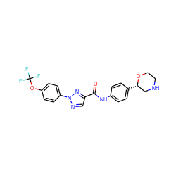 O=C(Nc1ccc([C@H]2CNCCO2)cc1)c1cnn(-c2ccc(OC(F)(F)F)cc2)n1 ZINC000146990337