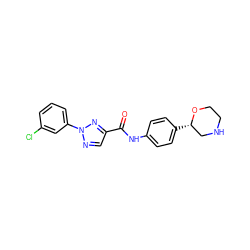 O=C(Nc1ccc([C@H]2CNCCO2)cc1)c1cnn(-c2cccc(Cl)c2)n1 ZINC000146981009