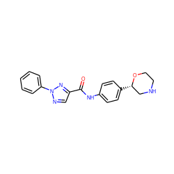 O=C(Nc1ccc([C@H]2CNCCO2)cc1)c1cnn(-c2ccccc2)n1 ZINC000146707209