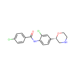 O=C(Nc1ccc([C@H]2CNCCO2)cc1Cl)c1ccc(Cl)cc1 ZINC000149879758