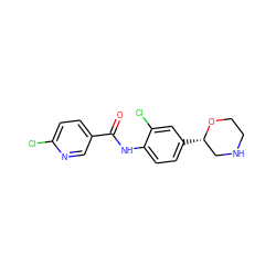 O=C(Nc1ccc([C@H]2CNCCO2)cc1Cl)c1ccc(Cl)nc1 ZINC000149857304