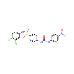 O=C(Nc1ccc([N+](=O)[O-])cc1)Nc1ccc(S(=O)(=O)Nc2ccc(Cl)c(Cl)c2)cc1 ZINC000016346669