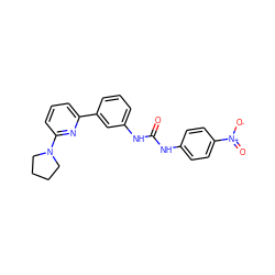 O=C(Nc1ccc([N+](=O)[O-])cc1)Nc1cccc(-c2cccc(N3CCCC3)n2)c1 ZINC000299835235