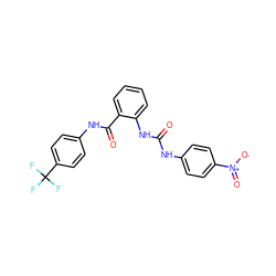 O=C(Nc1ccc([N+](=O)[O-])cc1)Nc1ccccc1C(=O)Nc1ccc(C(F)(F)F)cc1 ZINC001772615885