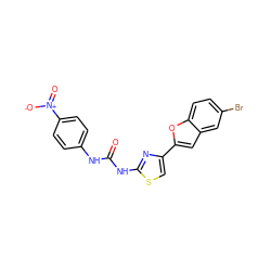 O=C(Nc1ccc([N+](=O)[O-])cc1)Nc1nc(-c2cc3cc(Br)ccc3o2)cs1 ZINC000473090483