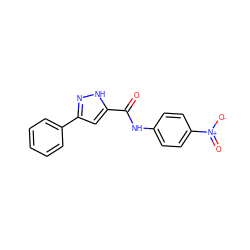 O=C(Nc1ccc([N+](=O)[O-])cc1)c1cc(-c2ccccc2)n[nH]1 ZINC000017031669