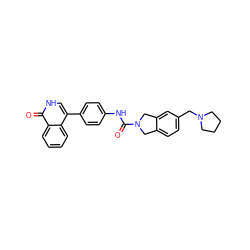 O=C(Nc1ccc(-c2c[nH]c(=O)c3ccccc23)cc1)N1Cc2ccc(CN3CCCC3)cc2C1 ZINC000166215431