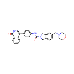 O=C(Nc1ccc(-c2c[nH]c(=O)c3ccccc23)cc1)N1Cc2ccc(CN3CCOCC3)cc2C1 ZINC000167148797