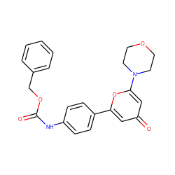 O=C(Nc1ccc(-c2cc(=O)cc(N3CCOCC3)o2)cc1)OCc1ccccc1 ZINC000101074144