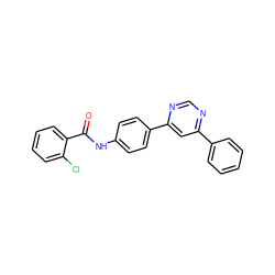 O=C(Nc1ccc(-c2cc(-c3ccccc3)ncn2)cc1)c1ccccc1Cl ZINC000072179085