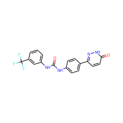 O=C(Nc1ccc(-c2ccc(=O)[nH]n2)cc1)Nc1cccc(C(F)(F)F)c1 ZINC000063539932