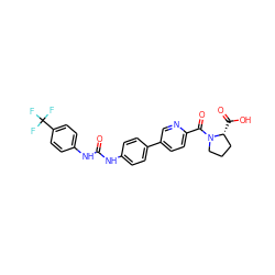 O=C(Nc1ccc(-c2ccc(C(=O)N3CCC[C@H]3C(=O)O)nc2)cc1)Nc1ccc(C(F)(F)F)cc1 ZINC000204939913