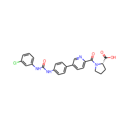 O=C(Nc1ccc(-c2ccc(C(=O)N3CCC[C@H]3C(=O)O)nc2)cc1)Nc1cccc(Cl)c1 ZINC000205064612