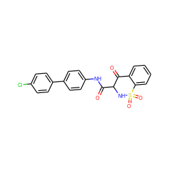 O=C(Nc1ccc(-c2ccc(Cl)cc2)cc1)C1NS(=O)(=O)c2ccccc2C1=O ZINC000101331129