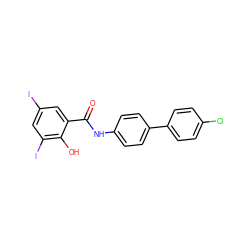 O=C(Nc1ccc(-c2ccc(Cl)cc2)cc1)c1cc(I)cc(I)c1O ZINC000169328453