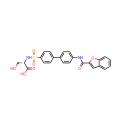 O=C(Nc1ccc(-c2ccc(S(=O)(=O)N[C@@H](CO)C(=O)O)cc2)cc1)c1cc2ccccc2o1 ZINC000028459476